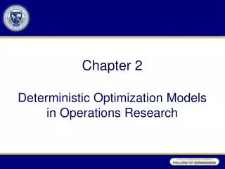 Chapter 2 Deterministic Optimization Models in Operations Research