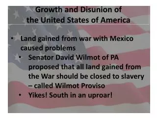 Growth and Disunion of the United States of America