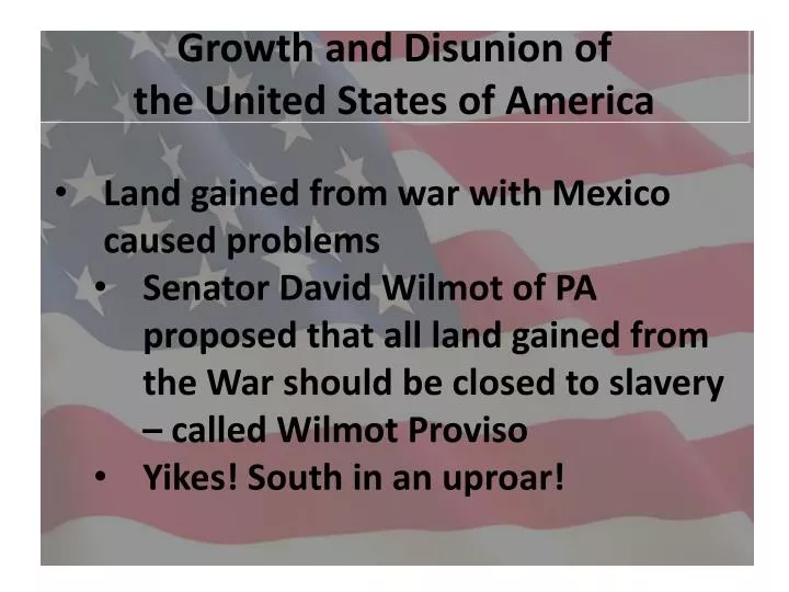 growth and disunion of the united states of america