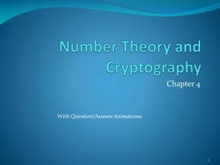 Number Theory and Cryptography