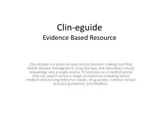 Clin-eguide Evidence Based Resource