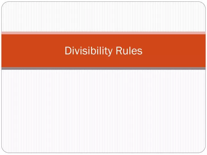 divisibility rules