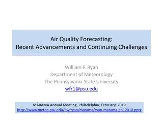 Air Quality Forecasting: Recent Advancements and Continuing Challenges