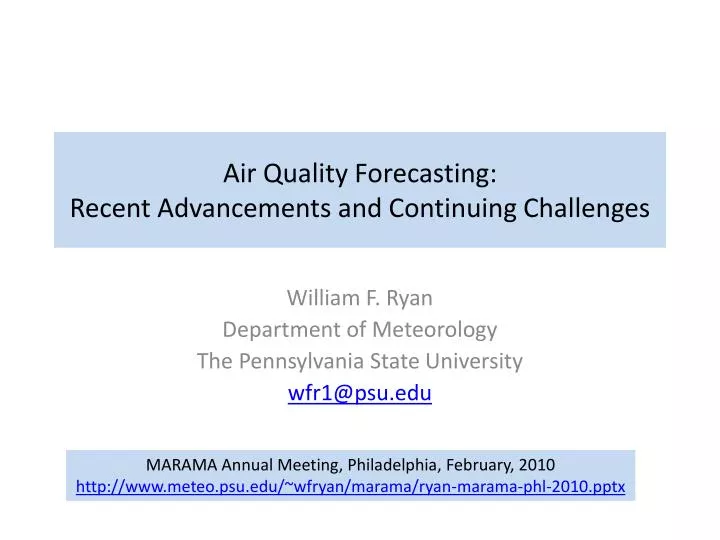 air quality forecasting recent advancements and continuing challenges