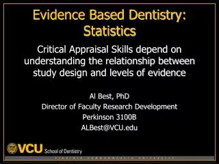 Evidence Based Dentistry: Statistics