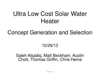 Ultra Low Cost Solar Water Heater
