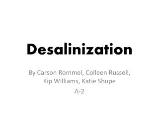 Desalinization