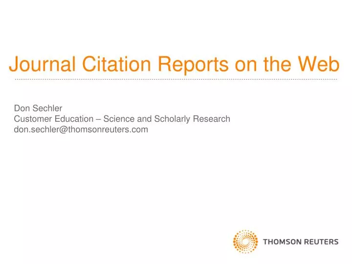journal citation reports on the web