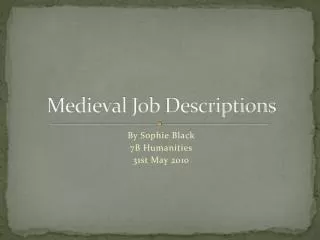 Medieval Job Descriptions