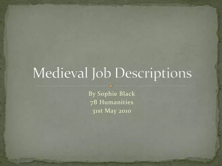 medieval job descriptions