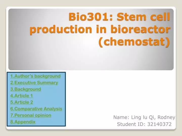 bio301 stem cell production in bioreactor chemostat