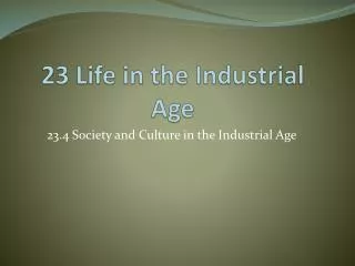23 Life in the Industrial Age