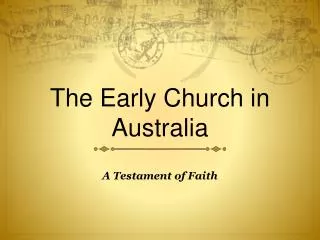 The Early Church in Australia