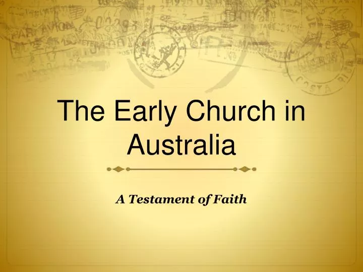 the early church in australia