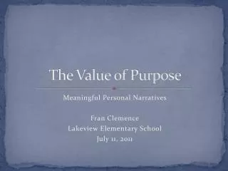 The Value of Purpose