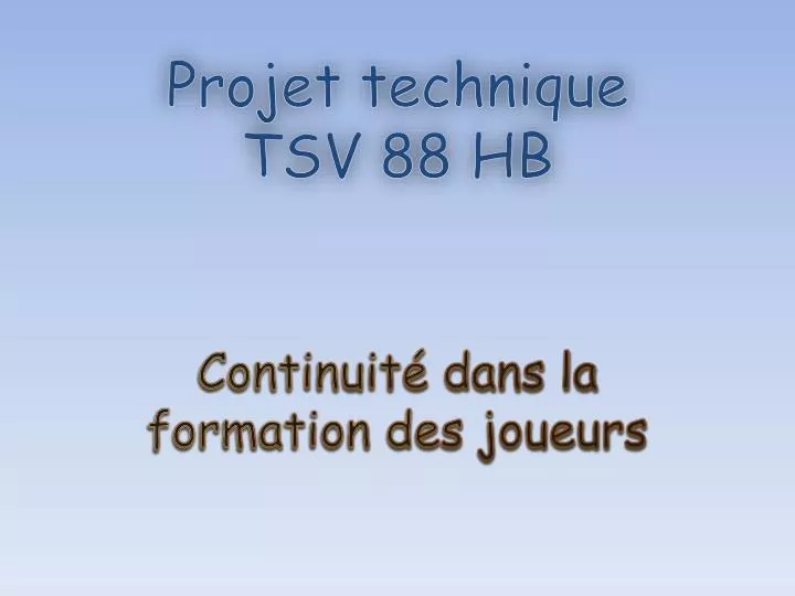 projet technique tsv 88 hb