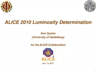 ALICE 2010 Luminosity Determination