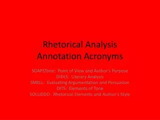 Rhetorical Analysis Annotation Acronyms