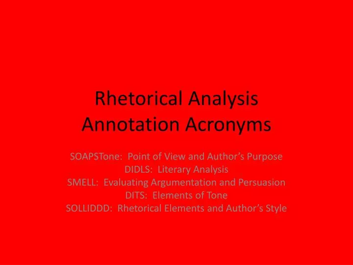 rhetorical analysis annotation acronyms