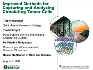 Improved Methods for Capturing and Analyzing Circulating Tumor Cells