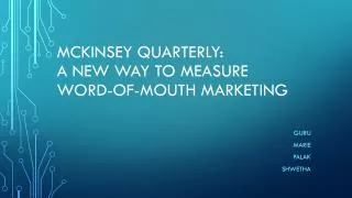 McKinsey quarterly: A New way to measure word-of-mouth marketing