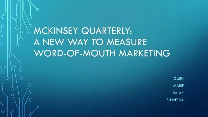 mckinsey quarterly a new way to measure word of mouth marketing