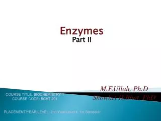 Enzymes Part II