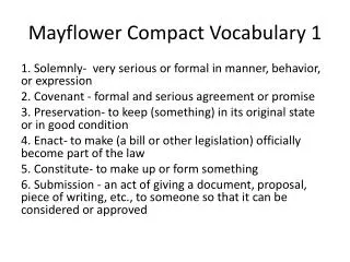 Mayflower Compact Vocabulary 1