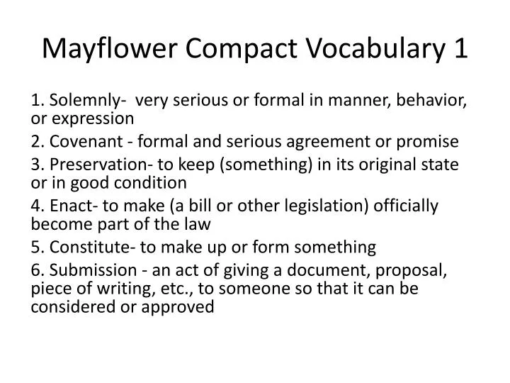 mayflower compact vocabulary 1
