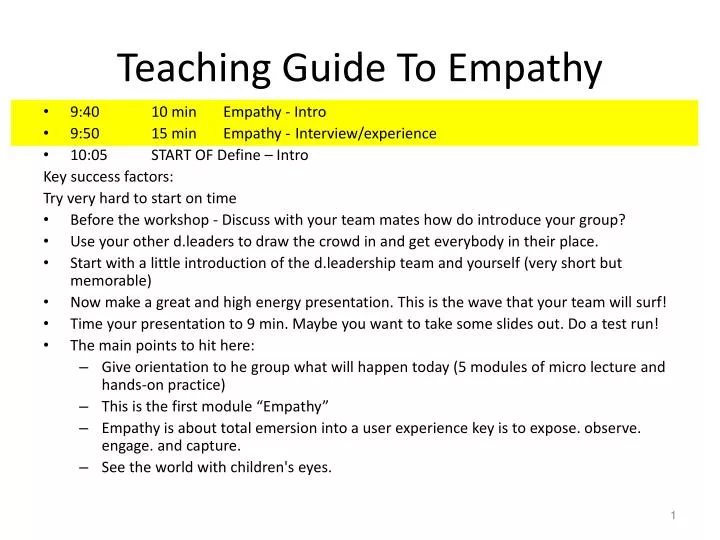 teaching guide t o empathy