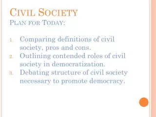 Civil Society Plan for Today: