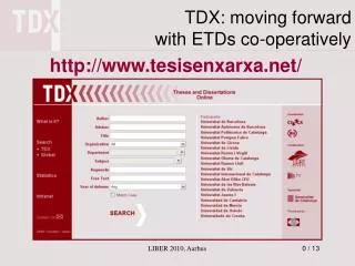 TDX: moving forward with ETDs co-operatively