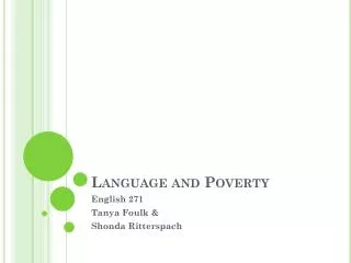 Language and Poverty