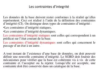 les contraintes d integrit