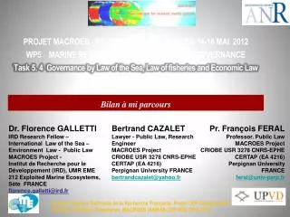 PROJET MACROES - REUNION ANNUELLE - PARIS 14-16 MAI 2012