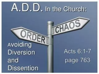 A.D.D. I n the Church: