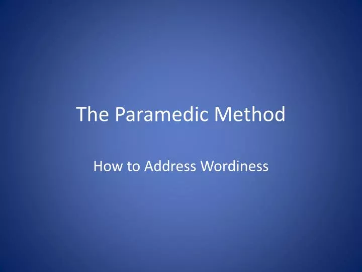 the paramedic method