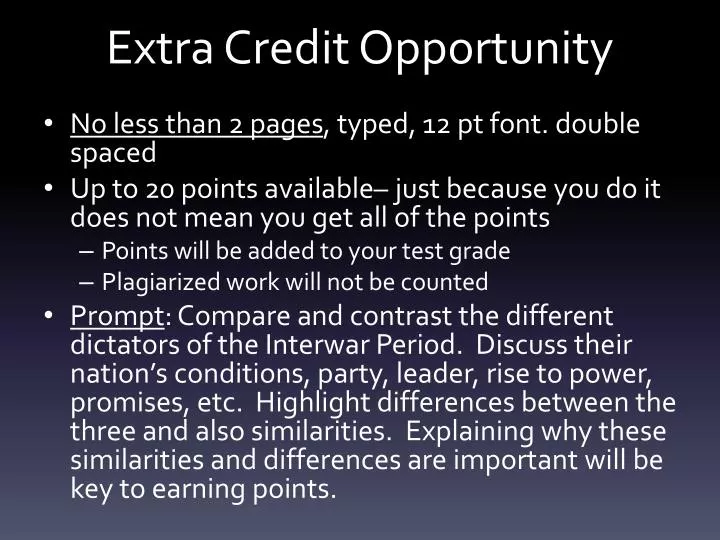 extra credit opportunity