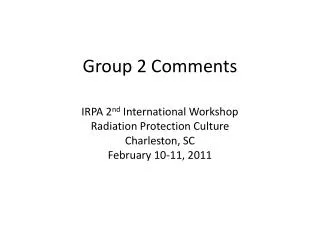 Group 2 Comments