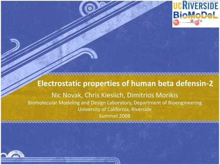 electrostatic properties of human beta defensin 2