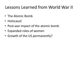 Lessons Learned from World War II