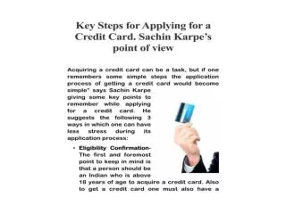 KEY STEPS FOR APPLYING FOR A CREDIT CARD.