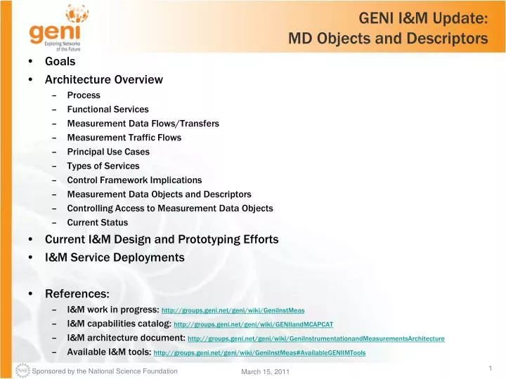 geni i m update md objects and descriptors