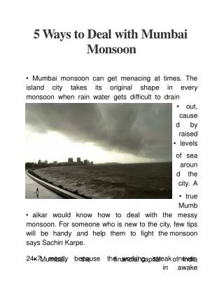 5 Ways to Deal with Mumbai Monsoon