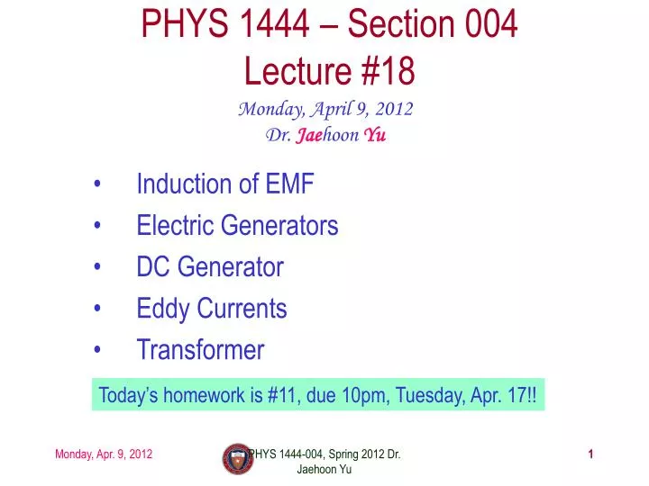 phys 1444 section 004 lecture 18