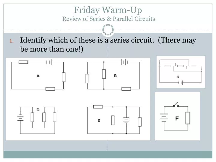 friday warm up review of series parallel circuits