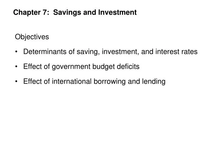 chapter 7 savings and investment