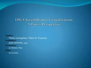 FPGA-based Router Virtualization: A Power Perspective