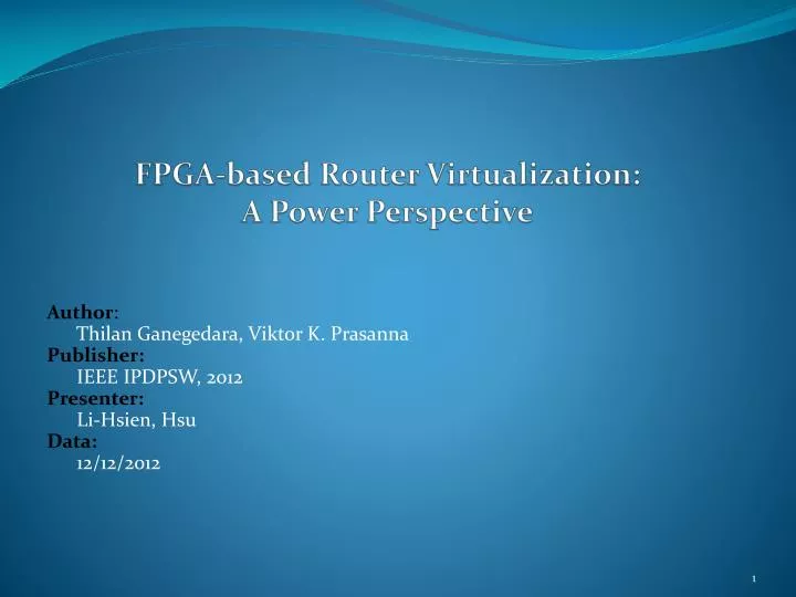 fpga based router virtualization a power perspective