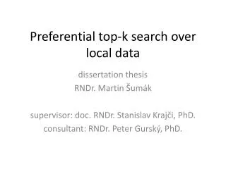 Preferential top-k search over local data